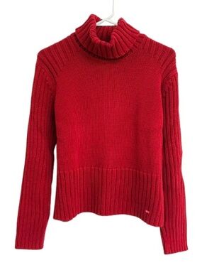 Esprit Bright Red Ribbed Turtleneck Sweater